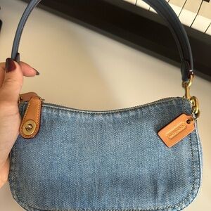 Coach Blue and Tan Shoulder Bag with Vintage Denim Design